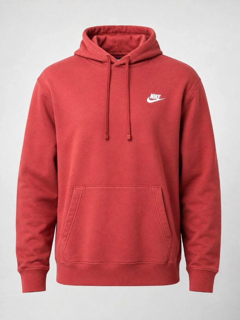 Nike Men’s Large Hoodie Red Embroidered Swoosh Essential Hooded Sweatshirt